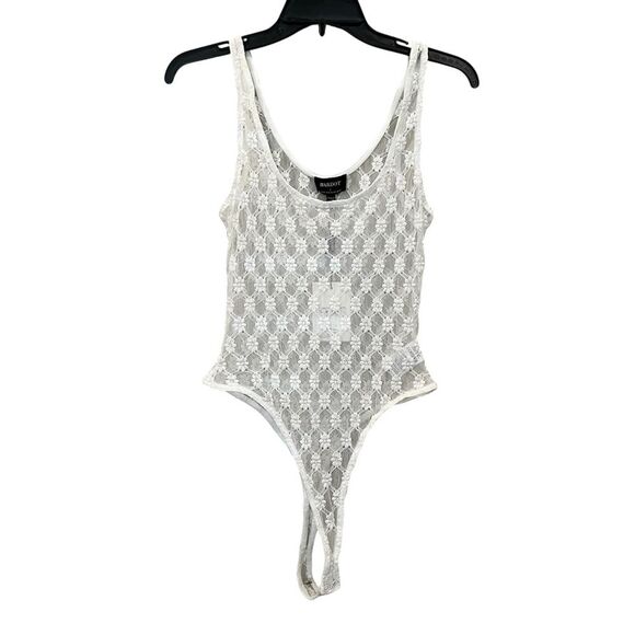 Bardot Adoni Lace Bodysuit White Sheer High-Cut Thong L NWT - Picture 4 of 14